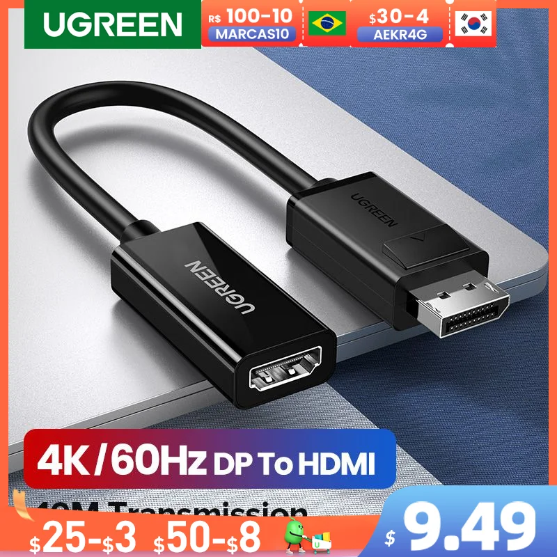 UGREEN 4K Displayport DP to HDMI Adapter 1080P Display Port Cable Converter For PC Laptop Projector Displayport to HDMI Adapter