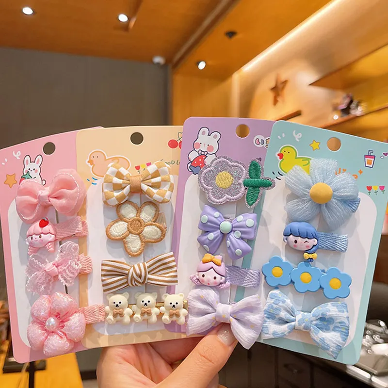 

4Pcs/Set Fashion Baby Hair Clips Flower Bows Kids Hairpins Sweet Princess Newborn Children Baby Girl Hair Accessories