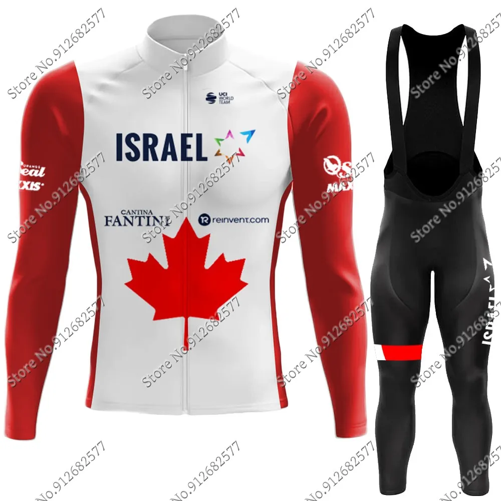 

Israel Team 2022 Canada Champion Cycling Jersey Set Summer Long Sleeve Cycling Clothing Road Bike Shirts Suit MTB Maillot Ropa