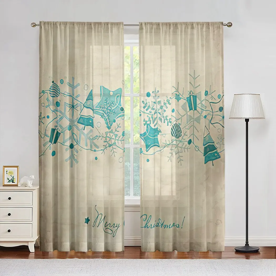 Рождественский шар снежинка полупрозрачные шторы винтажные рождественские
