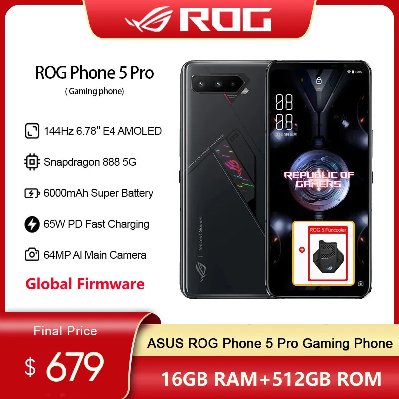 

Смартфон ASUS ROG Phone 5 Pro, 16 + 512 ГБ, Snapdragon 888, 6000 мА ч, 65 Вт