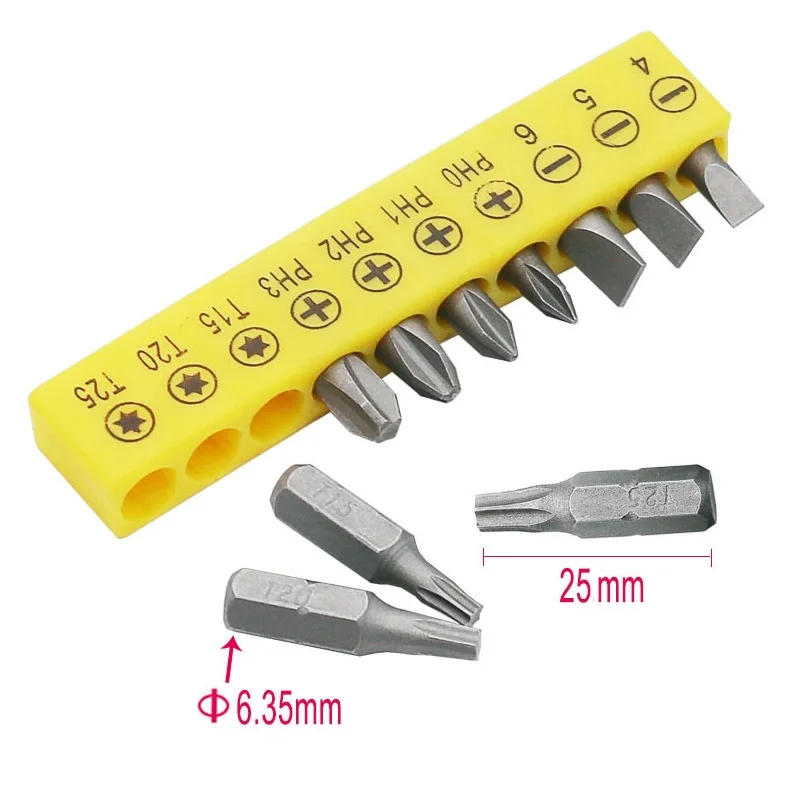 

Hexagon Ratchet Spanner Wrench 1/4inch Mini Quick Release Socket Tools With 10pcs Driver Screwdriver Bit For Car Vehicle
