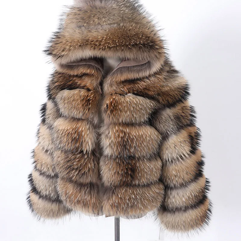 Enlarge Natural Fox Fur Coat Real Fox Fur Women's Winter Warm Coat 100% Fox Fur Real Fur Coat Natural fur coat real Raccoon coat
