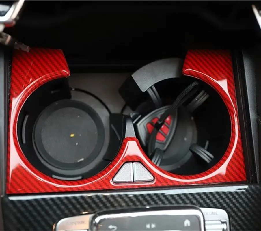 

ABS Carbon Fiber Style Car Water Cup Holder Panel Cover Trim Sticker For Benz GLE 2020 2021 Car Styling