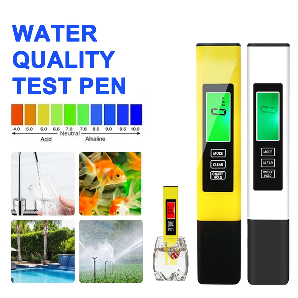 

High Accuracy TDS Meter Digital Water Tester Digital 0-14 PH Meter Tester 0-9990ppm TDS&EC LCD Water Purity PPM Aquarium Filter
