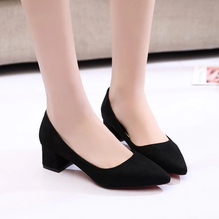 

Heeled Shoes for Women Fashion Casual Female New Pointed Heels Slip-on Shoes Summer/Spring Ladies Pumps Suede
