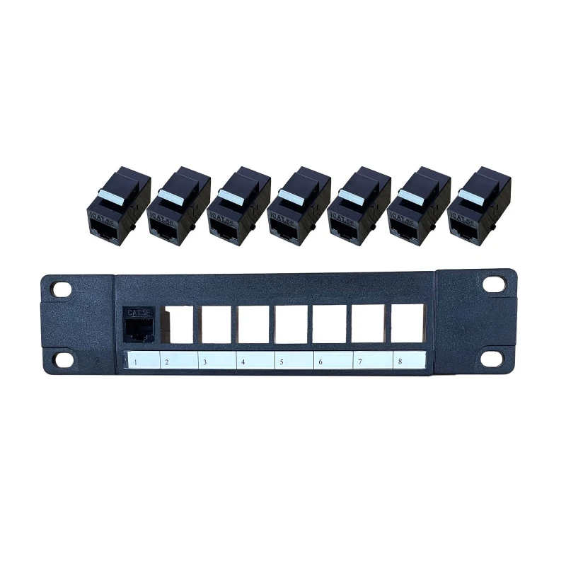 

8 Port Straight-through CAT5e Patch Panel RJ45 Cable Adapter Keystone Jack Ethernet Distribution Frame UTP