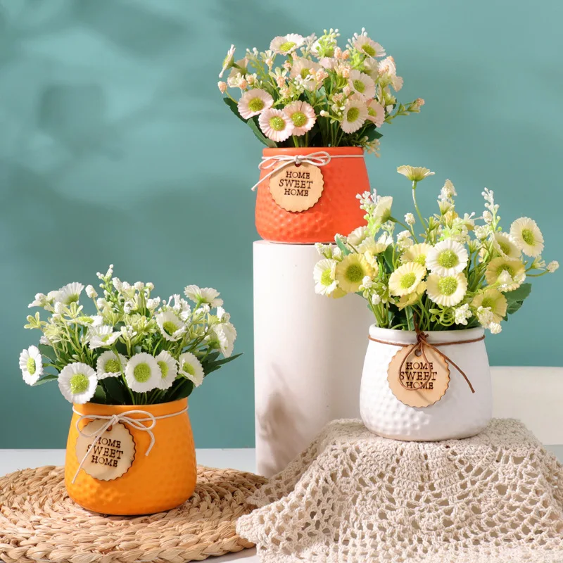 

Скандинавская Маргаритка, искусственный Рабочий стол для гостиной, искусство, искусство, цветы, маленькое Горшечное растение, Розовый деко...