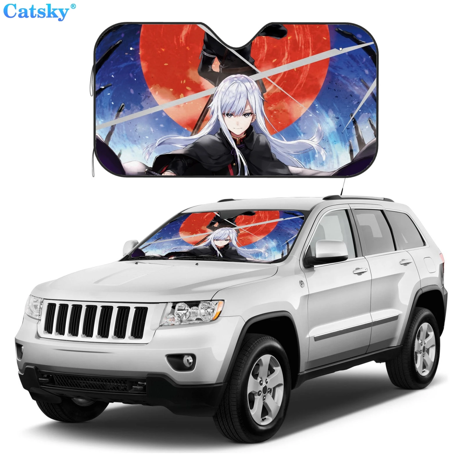 

Солнцезащитный козырек на лобовое стекло японского аниме, защитный козырек на лобовое стекло салона автомобиля, меч, катана солнцезащитный козырек для автомобиля, защита от солнца