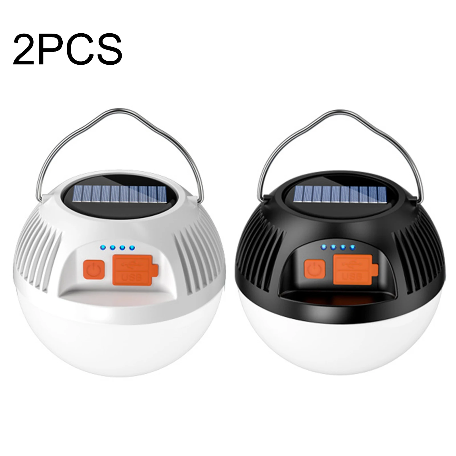 

2pcs Portable Bright Fishing For Tents Solar Powered LED Waterproof Camping Light Garden Emergency USB Rechargeable Power Bank