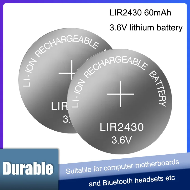 

LIR2430 LIR 2430 CR2430 PD2430 3,6 V литиевая аккумуляторная батарея для часов электрическая игрушка компьютер пульт дистанционного управления сменная ячейка