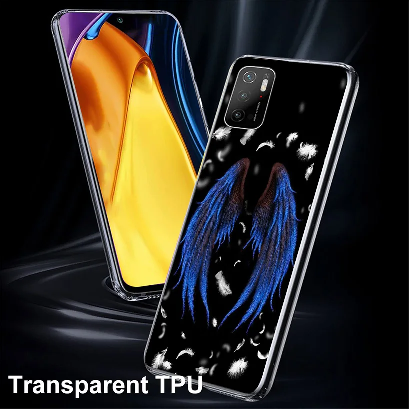 Чехол для телефона с ангельскими крыльями и перьями Xiaomi Poco X6 X5 X3 Nfc X4 GT M5S F6 F5 Pro M3 F3 F2
