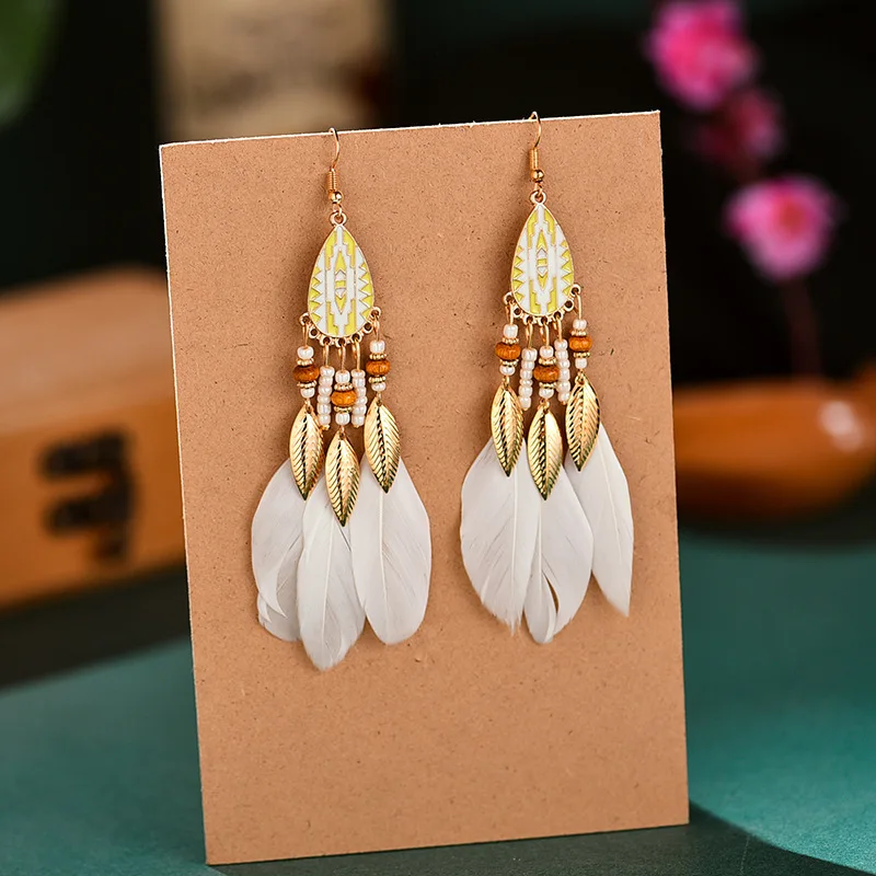 

Feather Earrings Long Tassel Bohemian Earrings Earrings for Women Classic Earrings for Women 2023 Luxury Vintage Ear Pendants