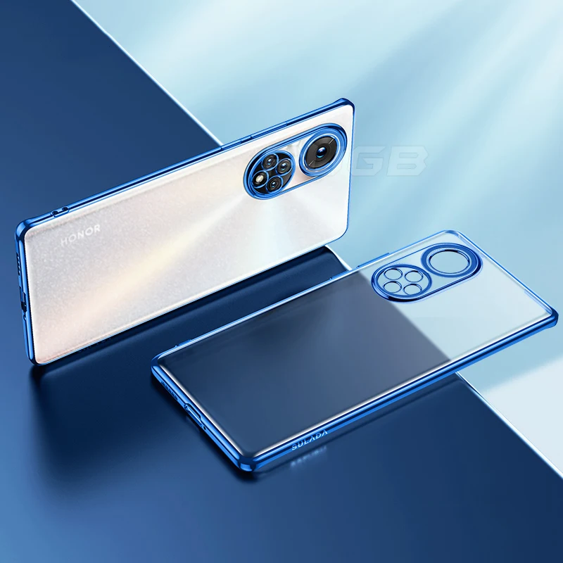 

Luxury Ultra-thin Transparent Plating Frame Soft Silicone Case for Honor 50 Honor50 Pro Camera Protector Shockproof Clear Cover