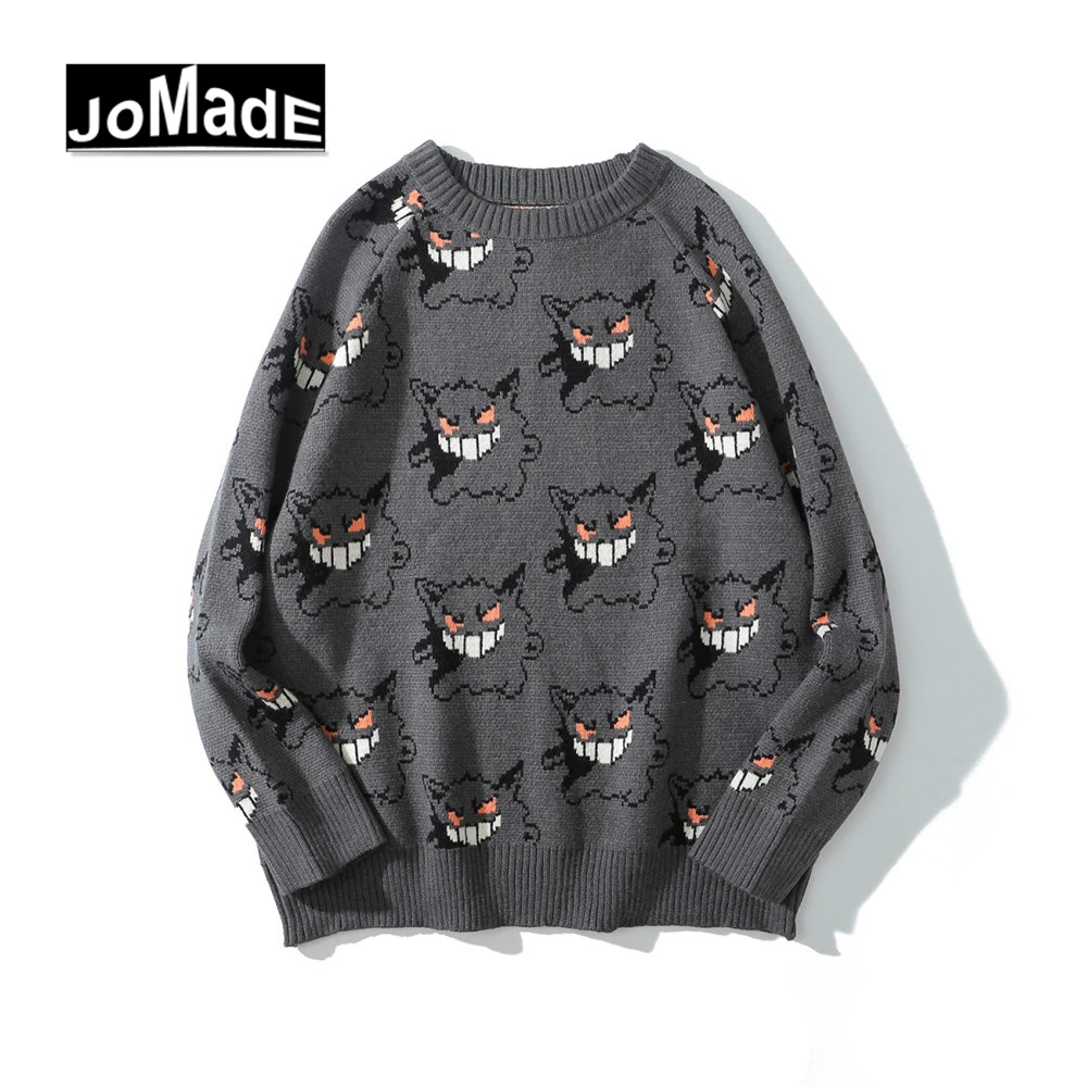 Ladies Plus Size Sweater Anime Print Loose Men's Knitted Hip Hop Top 2022 Spring Cotton Thin Sweater Unisex Knitted Sweatshirt