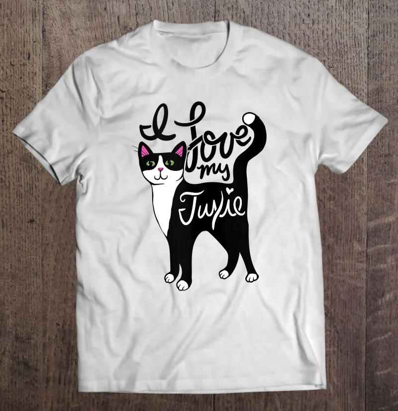 

Майка с надписью «I Love My Tuxie Cute Tuxedo Cat» для мужчин и женщин