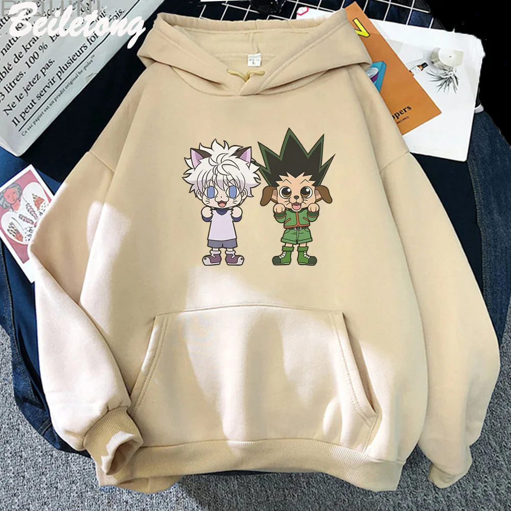 

Gon Killua Hoodies Hunter X Hunter Women Pullovers Kawaii Clothing Aesthetic Cartoon Printing Harajuku Sweatshirt Couple Clothes