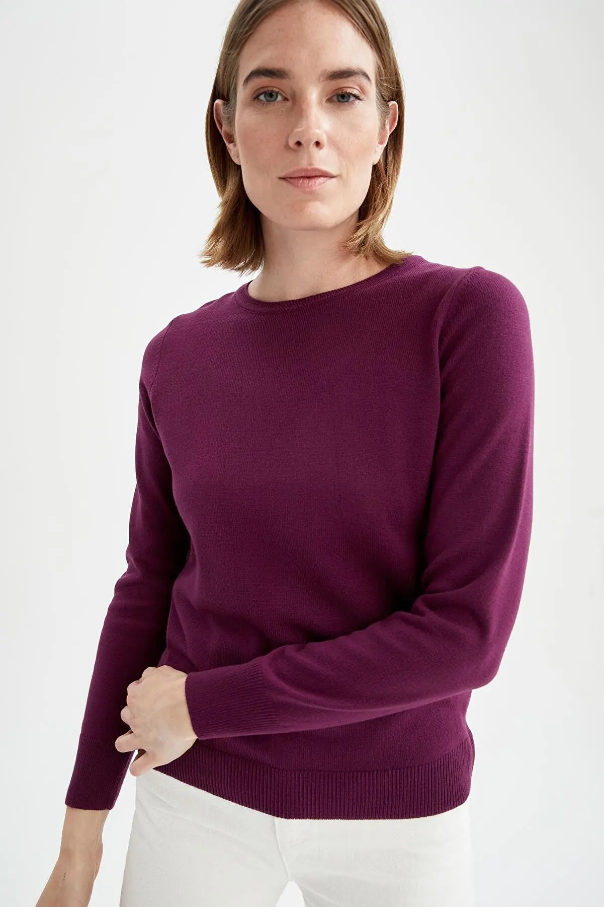 

Bicycle -collar relax fit soft cashmere textured sweater Sweater sweater Cardigan Tops Pullover Sweatshirt for Women 133306621