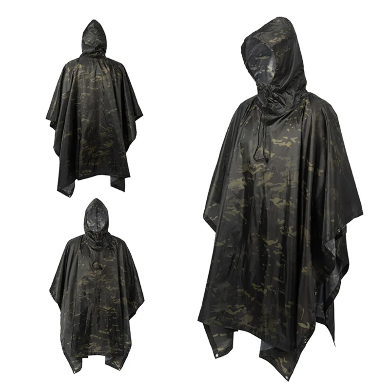 

Outdoor Hooded Breathable Rainwear Camo Poncho Army Tactical Raincoat Camping Hiking Hunting Birdwatching Suit Travel Rain Gears