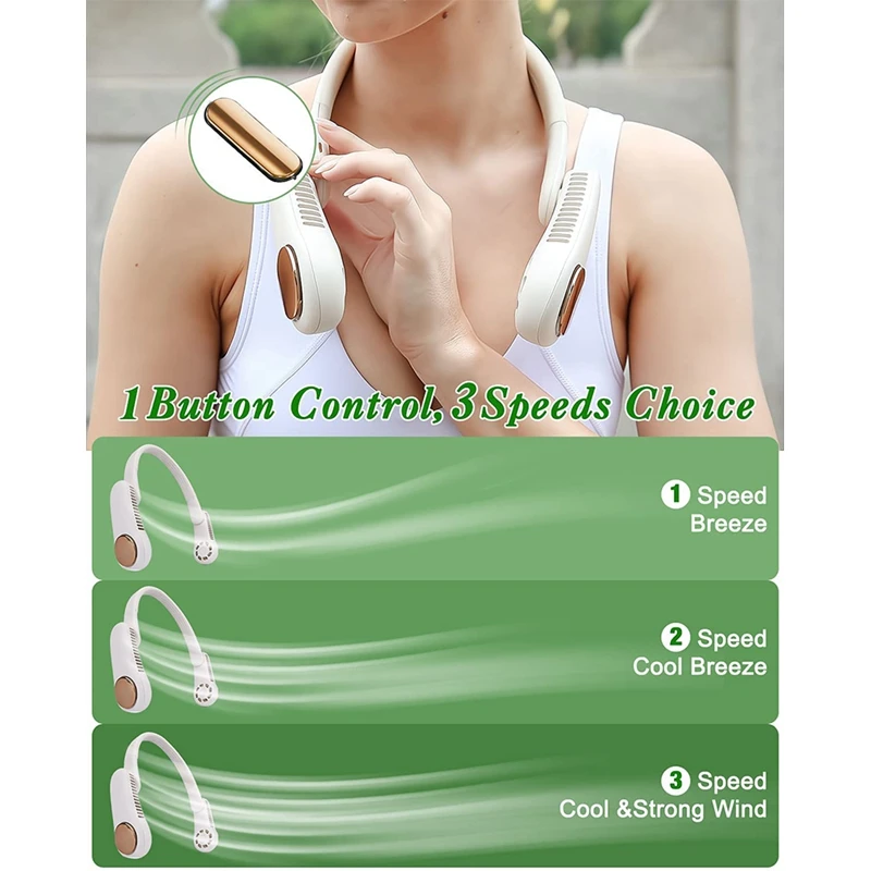 Портативный шейный вентилятор Персональный USB-вентилятор с подзарядкой