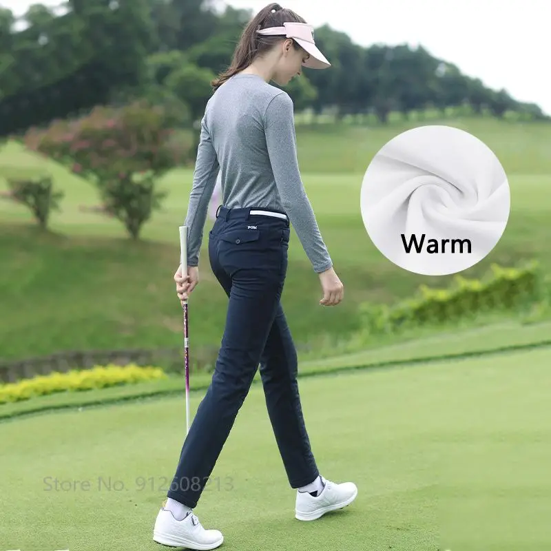 PGM Гольфовые топы для женщин, теплые рубашки, женские, длинные рукава, футболка с утеплителем, украшенная оверлоком, с узкой посадкой, с воротником "O", размеры S-XL.