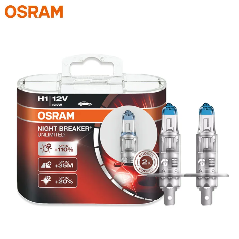 

OSRAM NIGHT BREAKER UNLIMITED H1 H3 H4 H7 H11 HB3 HB4 Xenon Car Headlight Bulbs 3900K Автомобильные аксессуары Myvi Hero