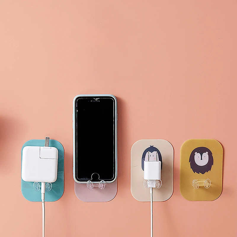 

5Pcs Transparent Hook Wire Rack Power Plug Storage Holder Wall Hook Cable Winder Household Products