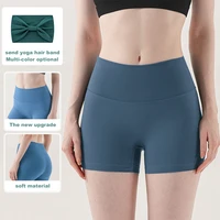 solid color short athletic fitness yoga short butter sports short workout gym cycling for women clothing send yoga hair band