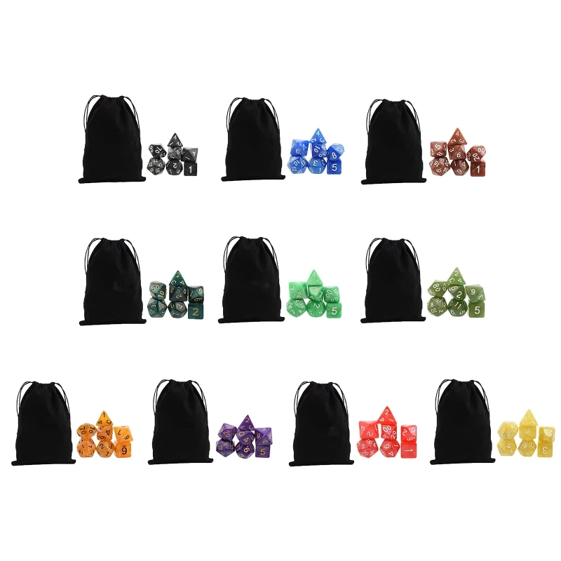 Экшн-игра D &amp набор акриловых игральных костей 7 шт. полевых с чехлом для хранения