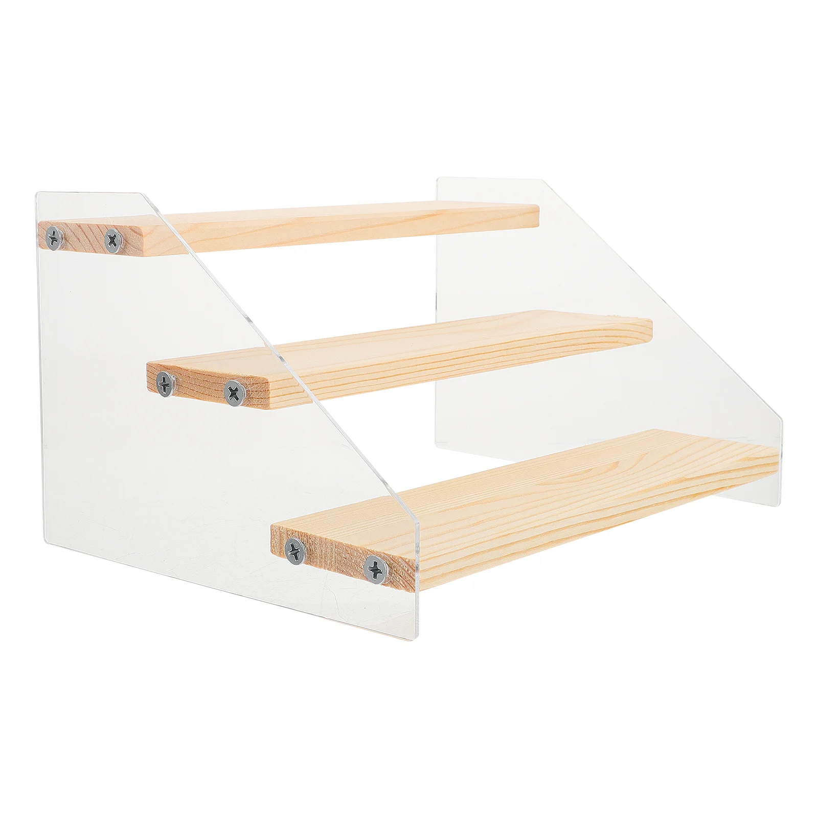 

Acrylic Wooden Display Stand Shelf Doll Clay Figure Model Storage Rack Jewelry Showcase Transparent Ladder Shelf Organizer