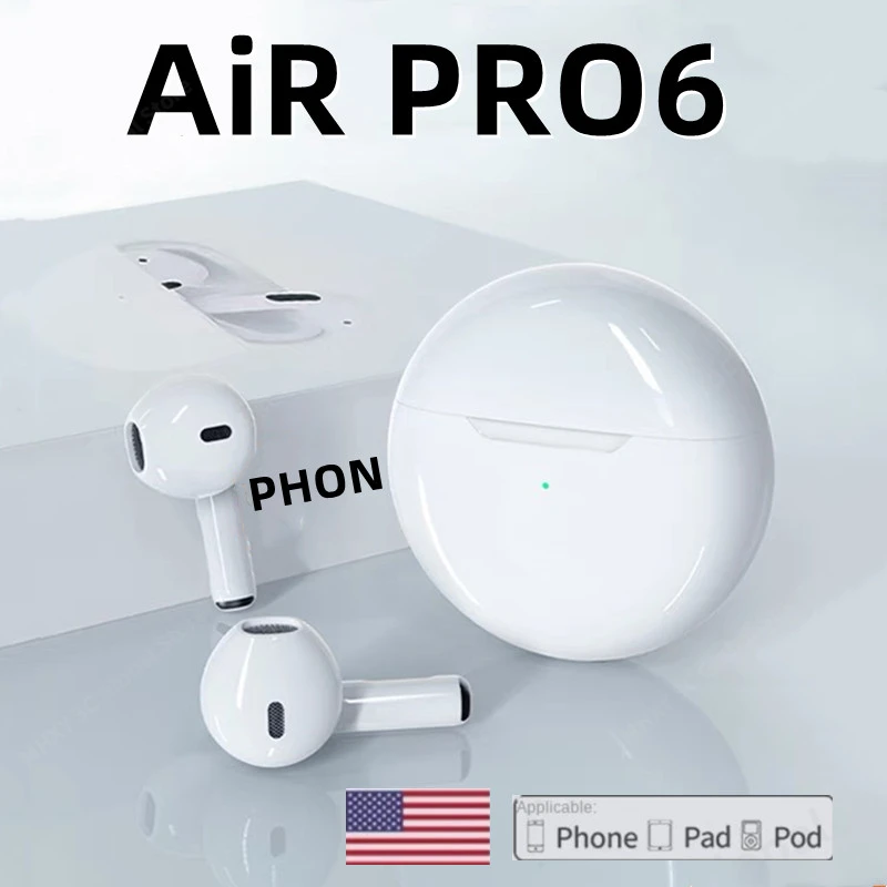 

Беспроводные наушники Air Pro 6 TWS с микрофоном, наушники Bluetooth, Спортивная гарнитура для бега для Apple iPhone Xiaomi Pro6, наушники
