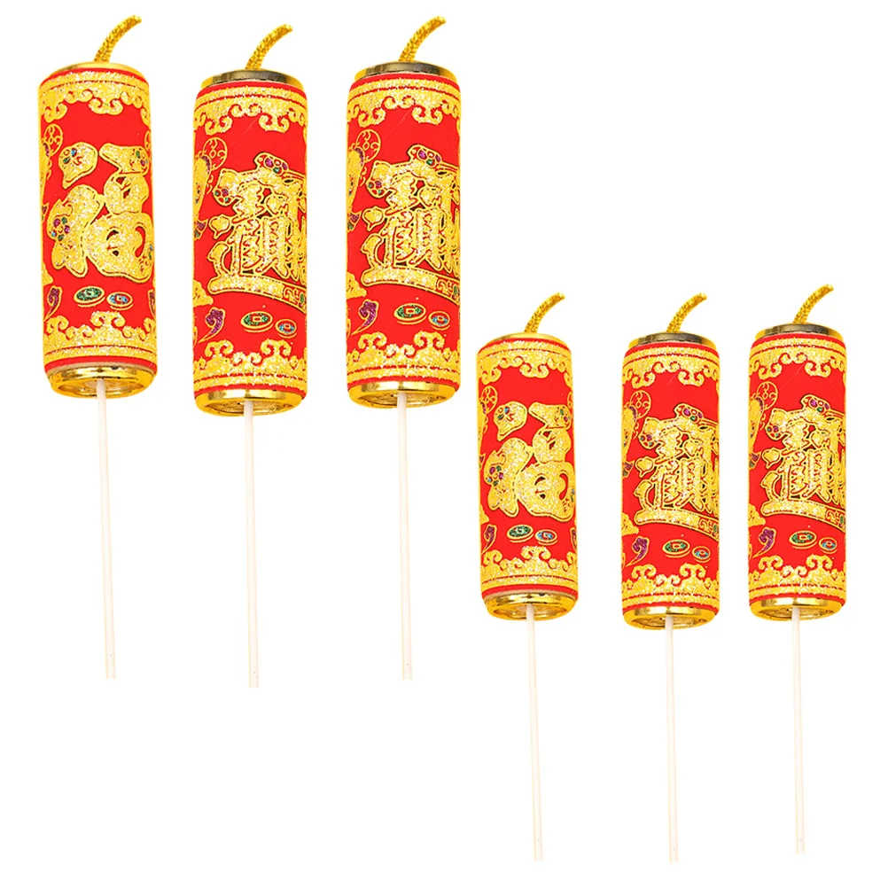 

6 Pcs Cake Insert Holiday Party Dessert Topper Chinese Gift Cupcake Picks The Flash Gifts New Year Decorations Spring Festival