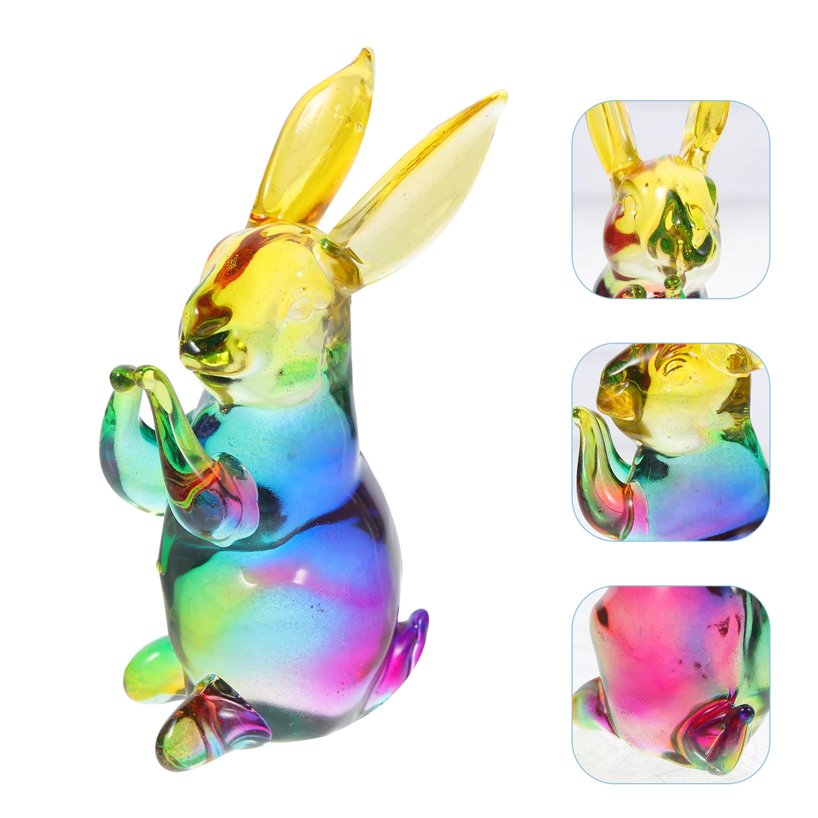 

Bunny Rabbit Figurine Crystal Year Figurines Chinese Statue Decor Animal New Decoration Easterthe Blown Homezodiac Feng