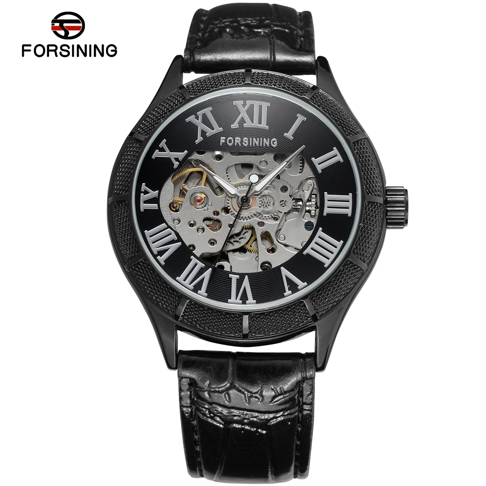 

FSG8085M3B2 Forsining автоматический самовсасывающий кожаный ремешок для мужчин модные часы Подарочная коробка Бесплатная доставка
