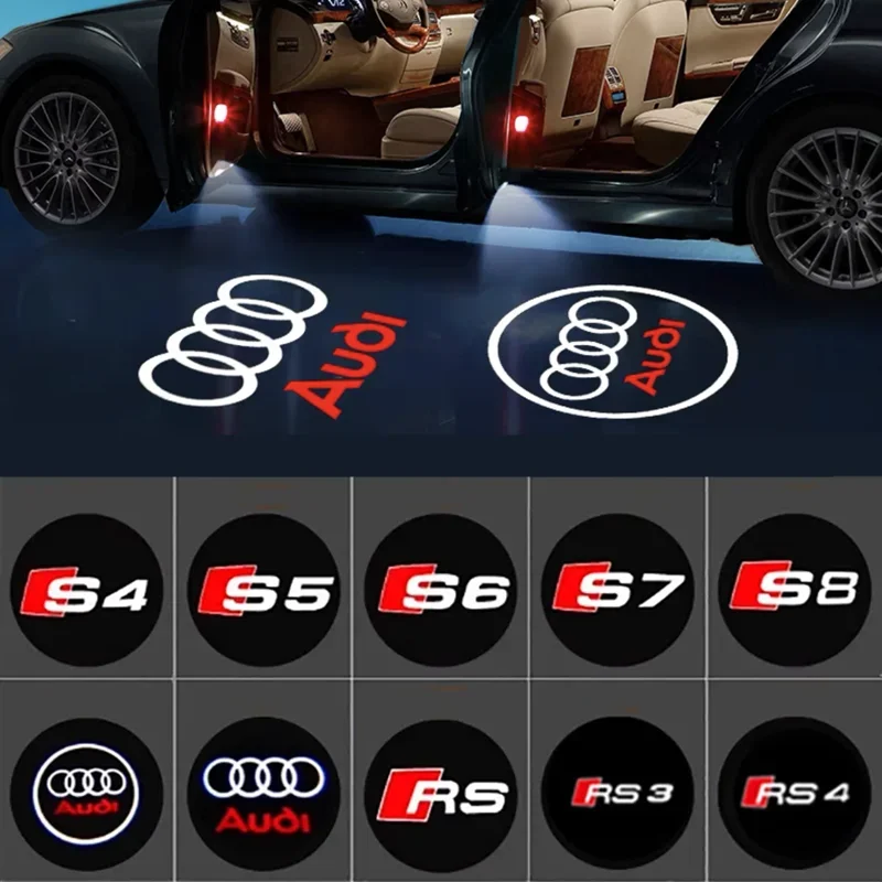 Led Car Door logo Welcome Light For Audi A4 B5 B6 B7 B8 B9 A1 A3 8V 8P 8L A6 C5 C6 C7 A5 A7 A8 Q3 Q5 Q7 TT S3 S6 Sline Quattro
