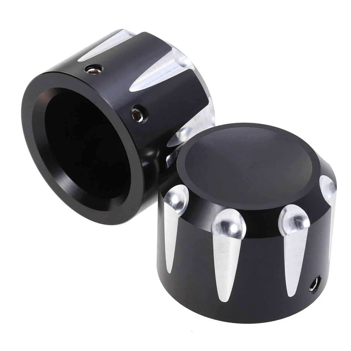 

2Pc Motorcycle Front Axle Nut Bolt Cover Softail V-Rod Sportster (Black)