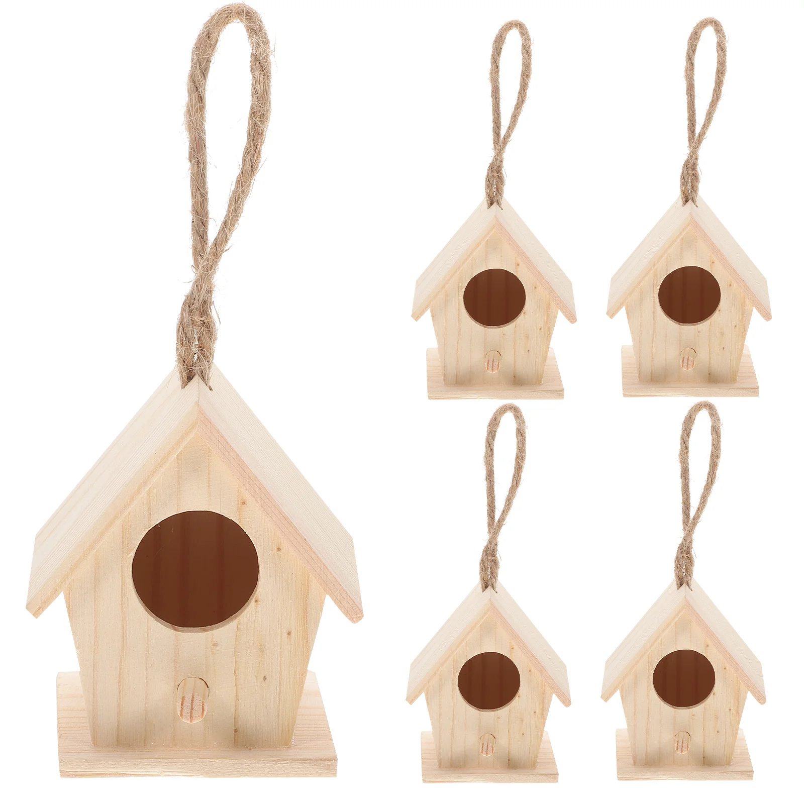 5 Pcs Decorative?bird?houses?? Window Trim Artificial Bird Nest Natural Bird Hut Wood Decor