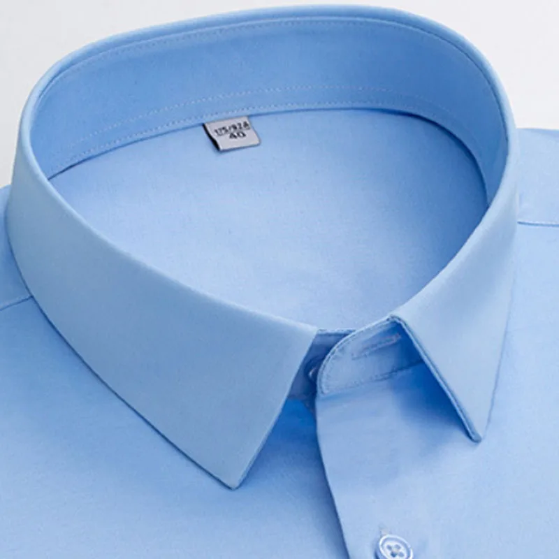 New autumn and winter anti-wrinkle seamless cotton stretch bamboo fiber men's shirt long-sleeved solid color business shirt