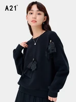 a21 womens casual loose bow sweatshirt 2022 autumn new fashion and comfortable round neck long sleeve oversized sweater