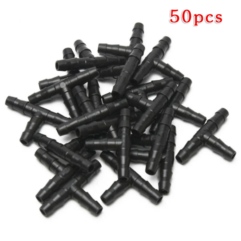

50 Pcs Drip Sprinkler Irrigation 1/4 Inch Barb Tee Water Hose Connectors Pipe Hose Fitting Joiner Drip System For 4mm/7mm Hose