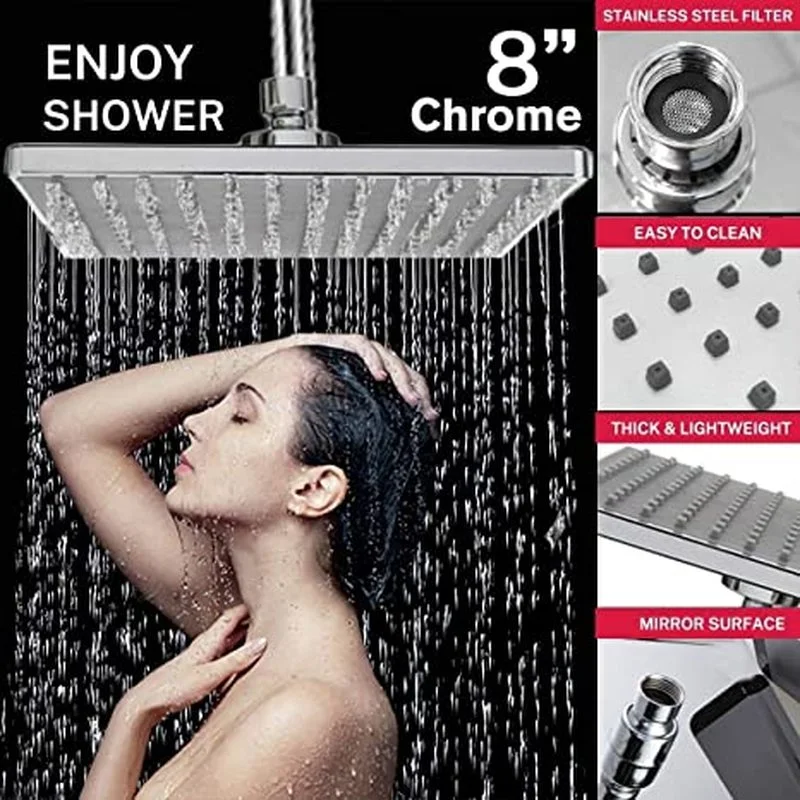 

4/6/8 Inch Square Stainless Steel Rain Shower Head Rainfall Big Bathroom Top Ultra-thin Sprayer Thin High Pressure Shower Head