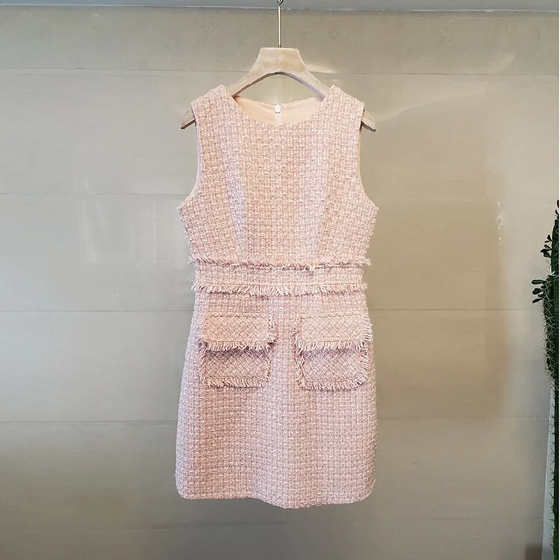 

Осенне-зимние жилеты, тонкий жилет, женское небольшое ароматное свободное твидовое платье, шерстяное винтажное мини-платье без рукавов с кр...