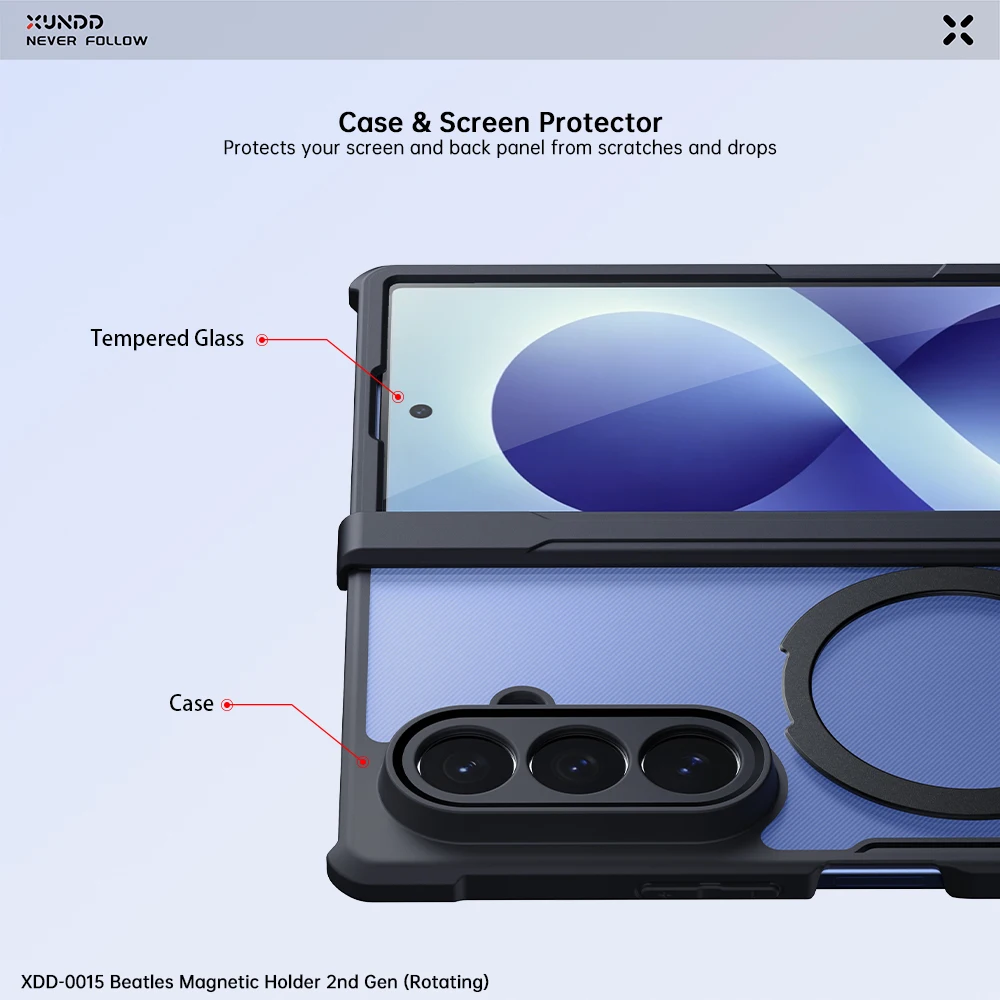 Фото Чехол XUNDD для Samsung Galaxy Z Fold 8 Ultra с магнитной подставкой, защитой шарнира, прозрачный, ударопрочный, с воздушной подушкой, из PC и TPU, защита от падений. №3