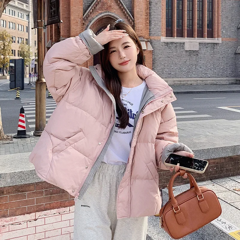 Женский пуховик с капюшоном Hangzhou Yilin Limited Company розовый в Корейском стиле придающий