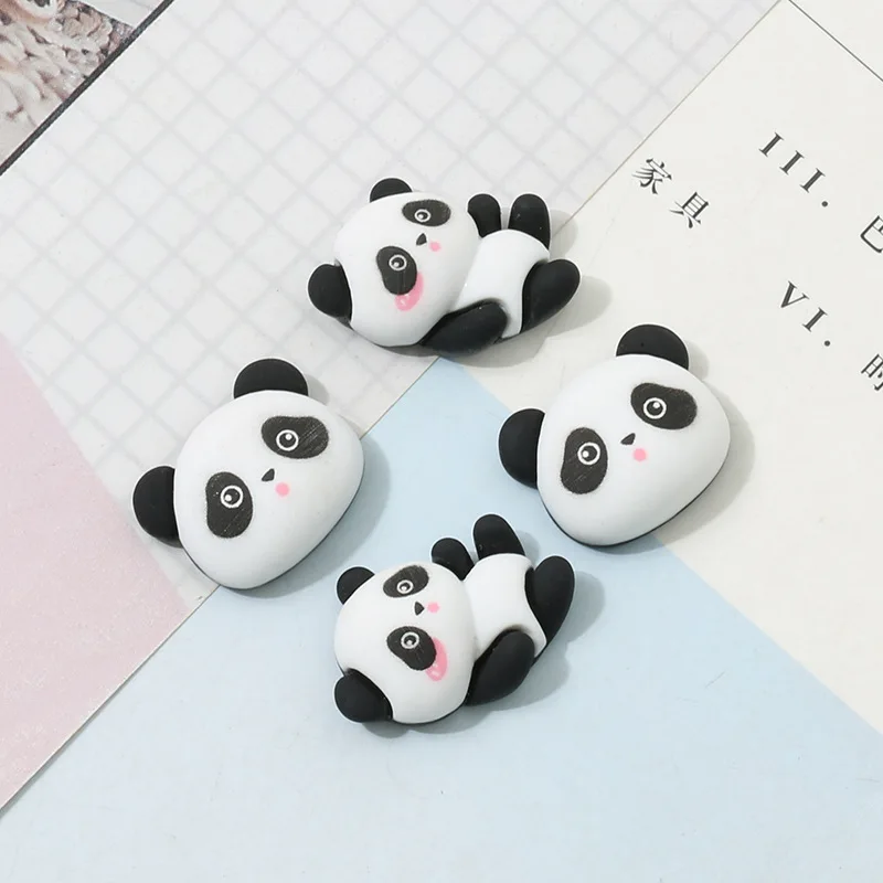 Kawaii Panda-figuras de resina planas para álbum de recortes, adorno para el hogar, accesorios para la cabeza