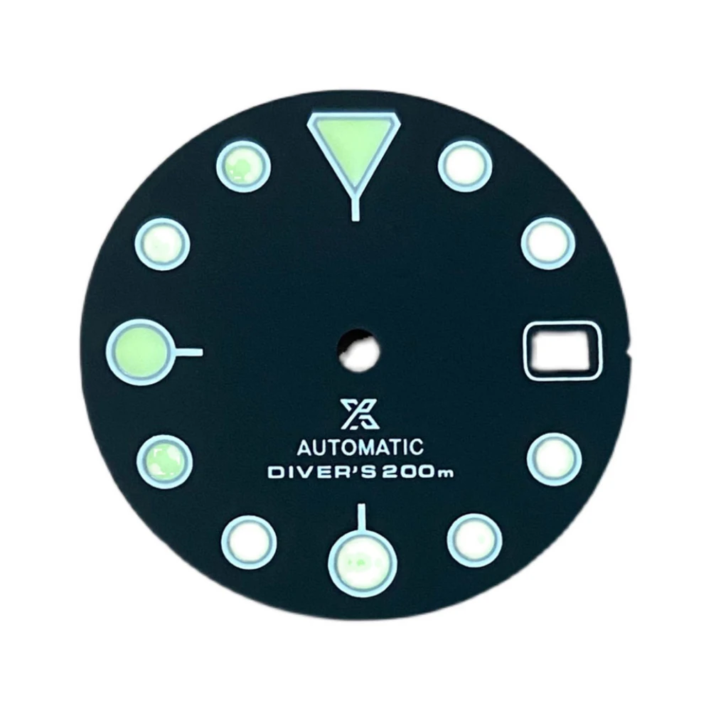 

Replacement 28.5MM Watch Dial Green Luminous PU Single/Double Calendar Modified Dial for NH35/NH36 Watch Movement