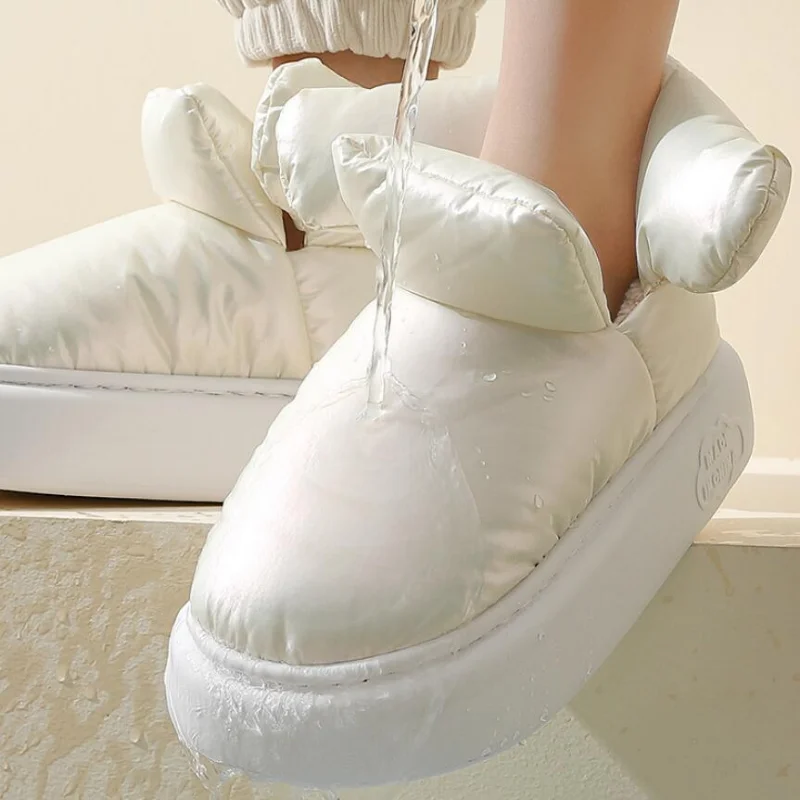 

Женские Водонепроницаемые ботильоны на платформе, удобные теплые ботинки из хлопчатобумажной ткани, обувь для снега, зима 2023