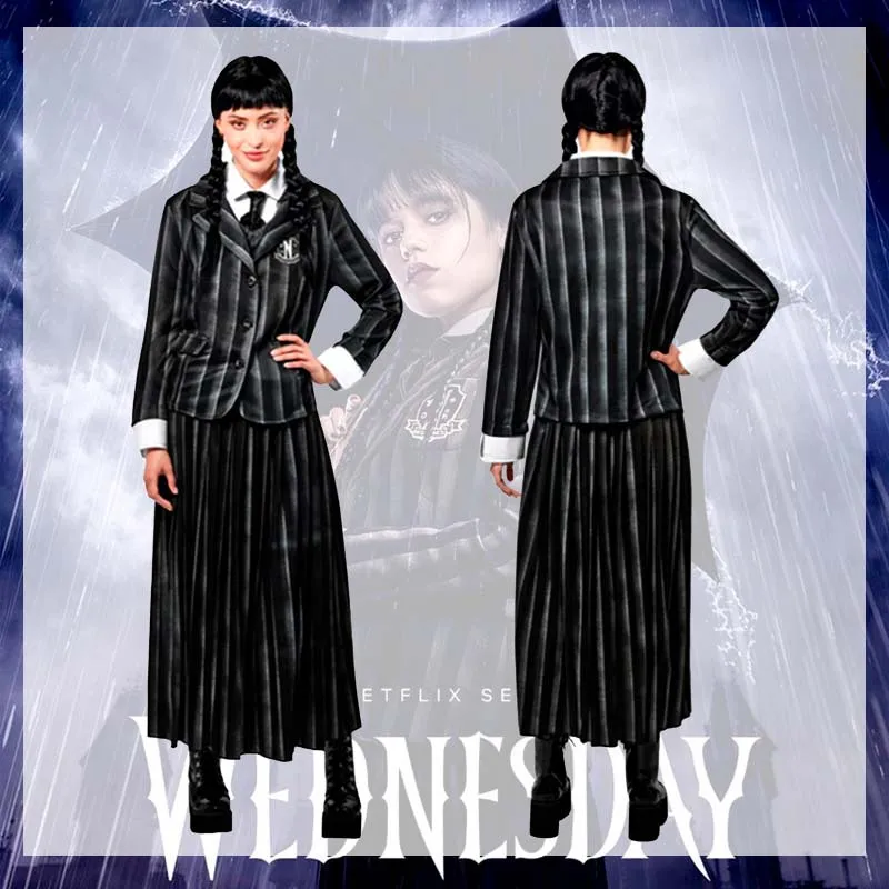 Wednesday Addams Family Adult Nevermore Academy School Uniform Cosplay Costumes Casual Full Set Suit Outfit