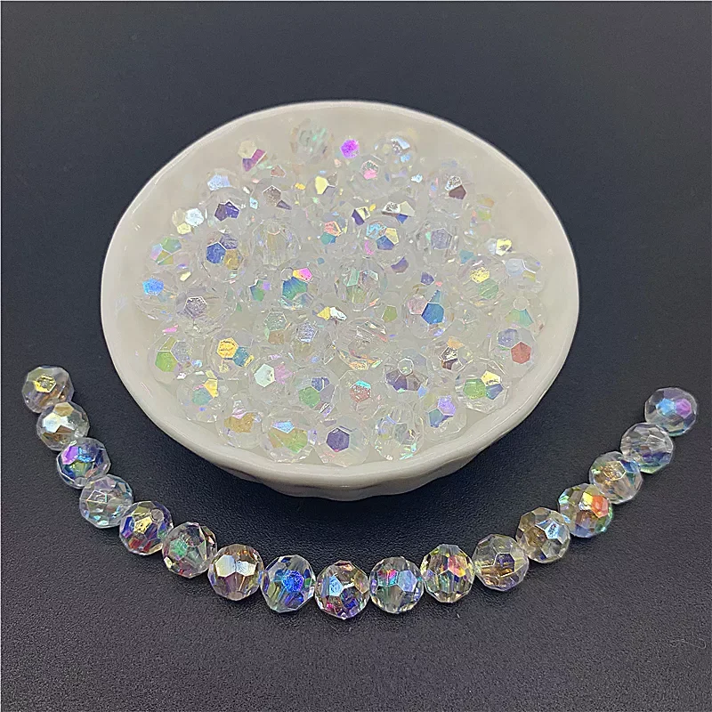 

New in 6mm 8mm 10mm Acrylic Beads ABS Transparent Faceted Beads Oval Shape Spaced Beads For Jewelry Making earrings christmas ch