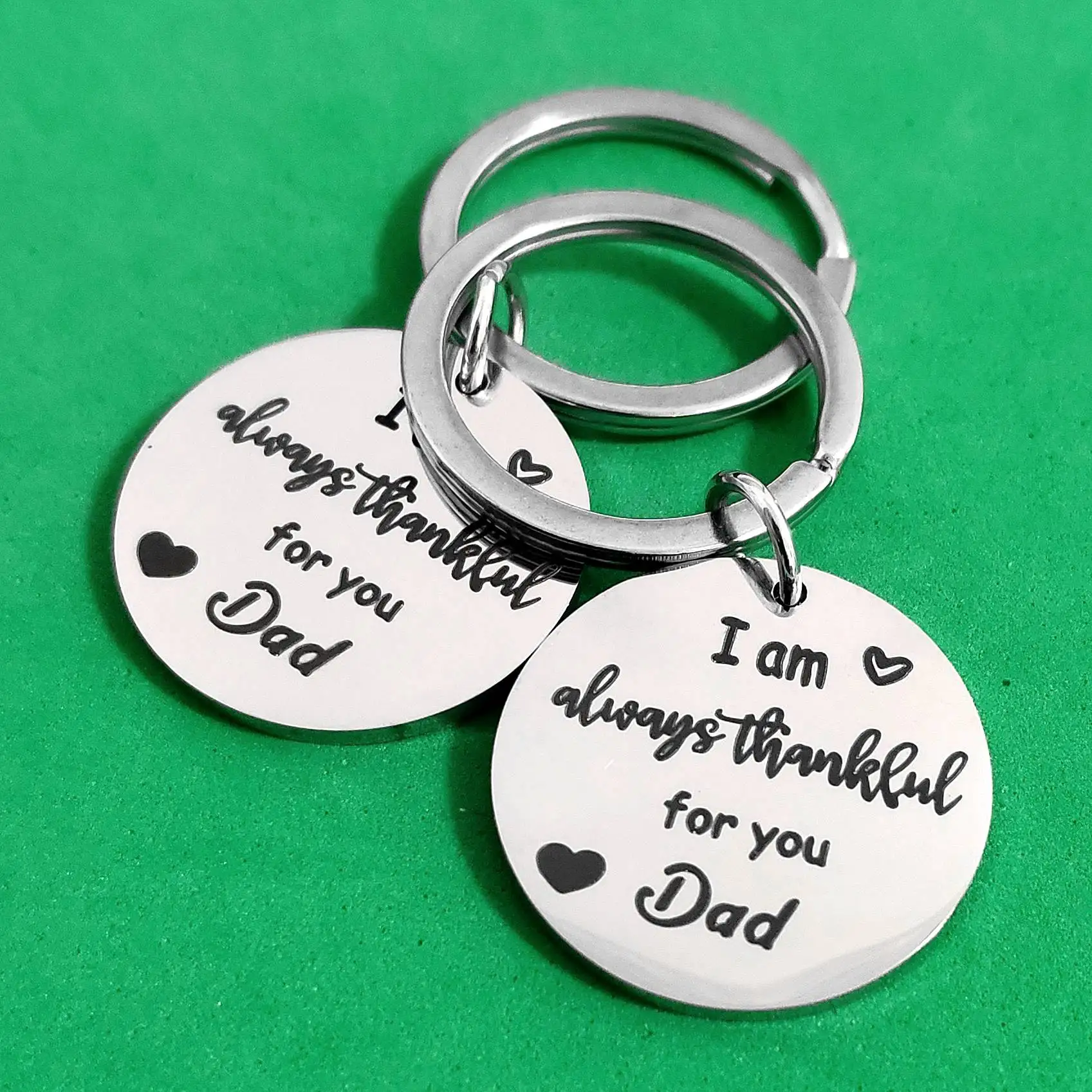 

Birthday Keychain for Car Keys Keyring Lettering Creative Father's Day Stainless Steel Thanksgiving Gift Carabiner Holder